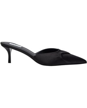 Alaïa Satin Mules - Black