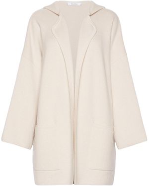 Max Mara Wool And Cashmere Hooded Cardigan - Natural