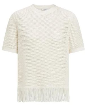 Ferragamo Fringed Net T-Shirt - White