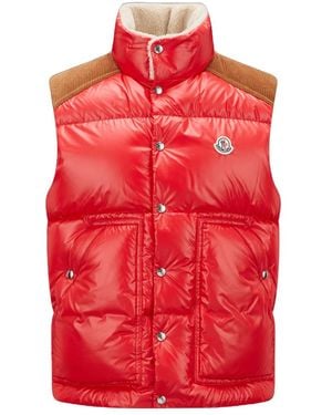 Moncler Ardeche Button-Up Down Vest - Red