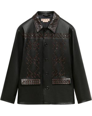 Marni Studded Front Leather Jacket - Black