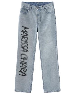 Marissa Chiara Spray-Painted Denim Trousers - Blue