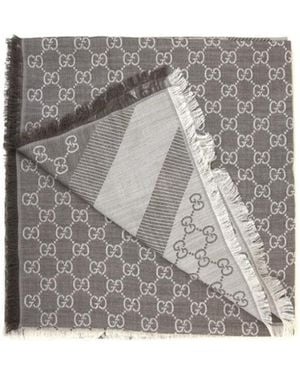 Gucci Logo Printed Scarf - Grey