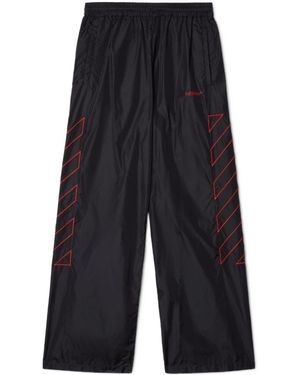 Off-White c/o Virgil Abloh Diag-Stripe Embroidered Straight Leg Trousers - Blue