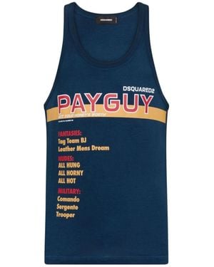 DSquared² Slogan-Printed Sleeveless Tank Top - Blue