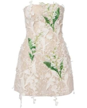 Leo Embellished Lace Bustier Dress - White
