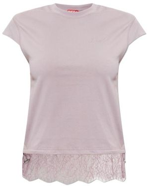 DIESEL Lace-Trim T-Shirt - Purple