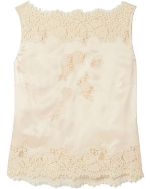 Doen Lace-Trimmed Silk-Satin Top - Natural