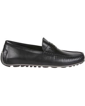 Moschino Logo Cut-Out Ruched Loafers - Black