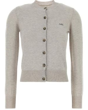 A.P.C. Logo Detailed Buttoned Cardigan - Grey