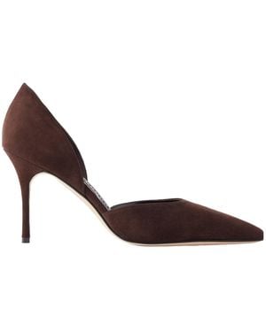 Manolo Blahnik Solid Color Suede Pumps - Brown