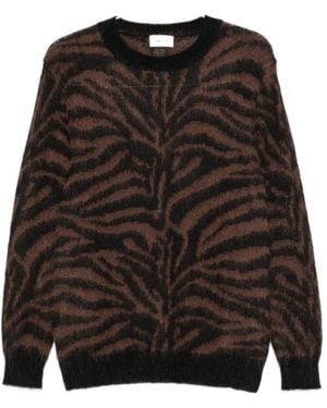 P.A.R.O.S.H. Zebra-Pattern Crew-Neck Sweater - Black
