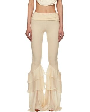 Blumarine Ruffled Casual Pants - Natural