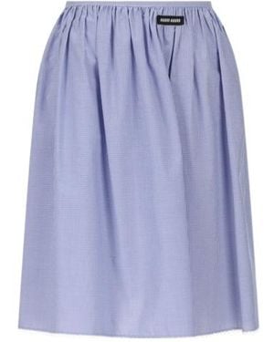 Miu Miu Logo-Patch Midi Skirt - Blue