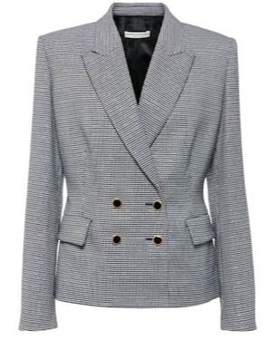 Alessandra Rich Houndstooth Wool-Blend Jacket - Grey