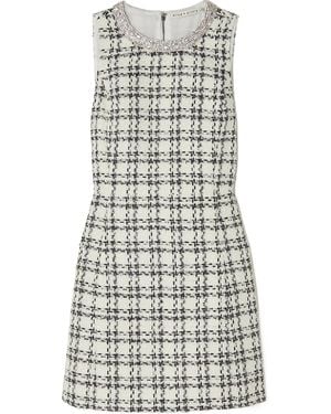 Alice + Olivia Crystal Embellished Checked Tweed Mini Dress - Multicolor