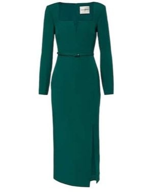 Roland Mouret Belted Wool And Silk Midi Dress - Green