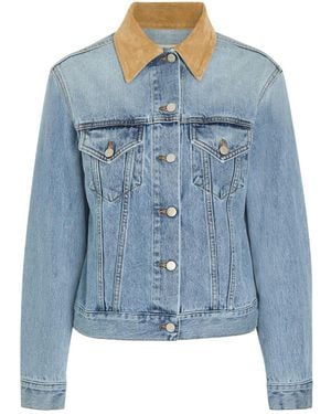 Rohe Suede Collar Denim Jacket - Blue