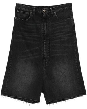 Maison Margiela Raw-Cut Hem Denim Shorts - Black