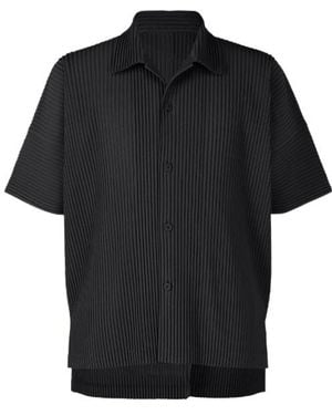 Homme Plissé Issey Miyake Homme Plissé Issey Miyake Short-Sleeved Pleated Shirt - Black