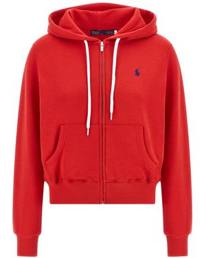 Polo Ralph Lauren Zip-Up Drawstring Hoodie - Red