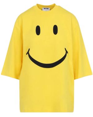 Moschino Smiley Face Print T-Shirt - Yellow