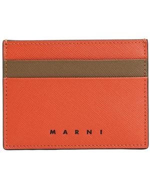 Marni And Saffiano Leather Card Case - Red