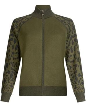 Liu Jo Leopard-Print Zip-Up Jumper - Green