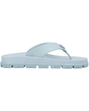 Prada Round-Toedflat-Soled Slippers - Blue