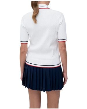 Sporty & Rich Cable-Knit Polo Top - White