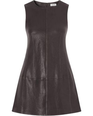 STAUD Binx Leather Dress - Brown