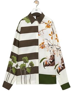 Loewe Graphic Print Panelled Shirt - Green