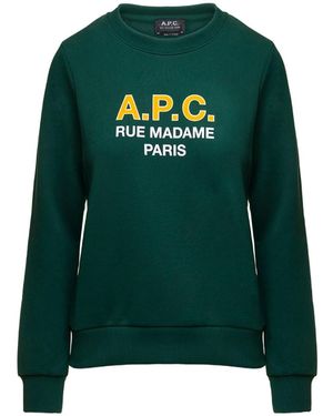 A.P.C. Logo Printed Crewneck Jumper - Green