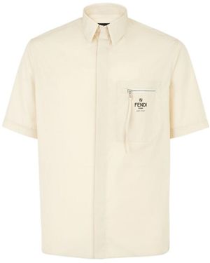 Fendi Logo Printed Short-Sleeved Shirt - Natural