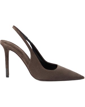 Brunello Cucinelli Suede Monili-Detail Slingback Court Shoes - Brown