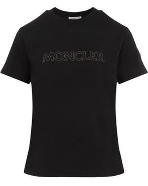 Moncler Logo Embellished Crewneck T-Shirt - Black