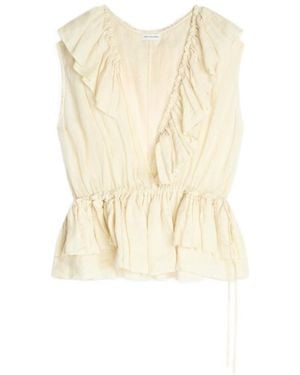 Dries Van Noten Muslin Ruffled Top - Natural