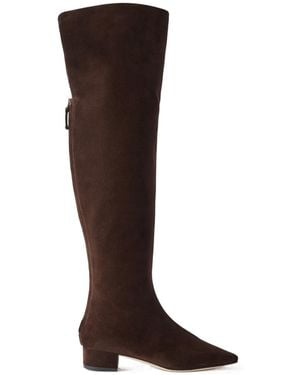 Manolo Blahnik Suede Over-The-Knee Boots - Brown
