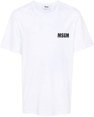 MSGM Logo Printed Crewneck T-Shirt - White
