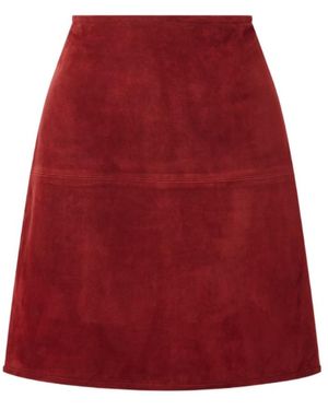 Loulou de Saison Engel Vent Suede Mini Skirt - Red