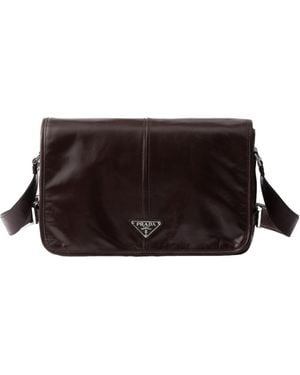 Prada Triangle-Logo Crossbody Bag - Brown