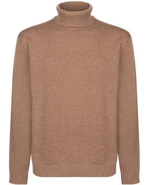 Incotex Zanone High Neck Ribbed Jumper - Brown