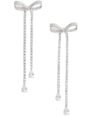 Self-Portrait Crystal Bow Dangle Earring - White