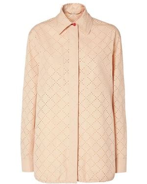 Fendi Broderie-Anglaise Long-Sleeve Shirt - Natural