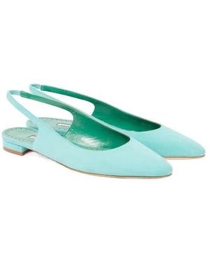Manolo Blahnik Pointed Toe Backless Flat Single Shoes - Green