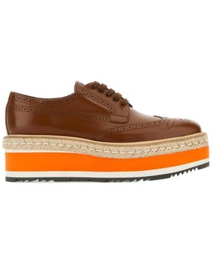 Prada Lace-Up Platform Shoes - Brown
