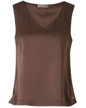 Herno Satin-Finish V-Neck Blouse - Brown