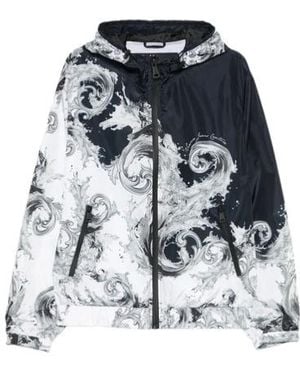 Versace Jeans Couture Baroque-Print Hooded Jacket - Blue