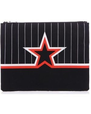 Givenchy Striped Star Zipper Clutch - Black