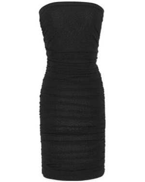 Saint Laurent Ruched Strapless Dress - Black